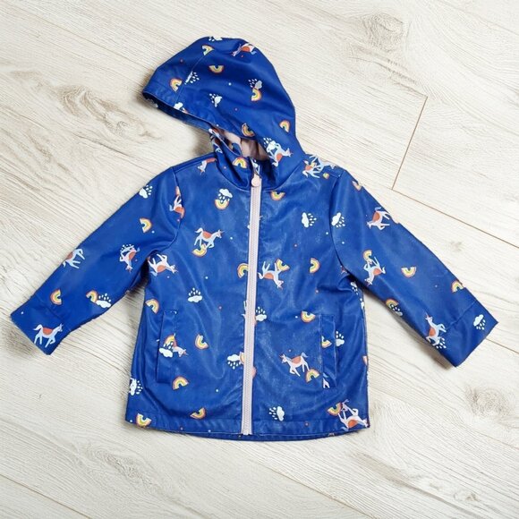 Joules Blue Unicorn Raindance Waterproof Coat Size 3Y - Picture 1 of 6
